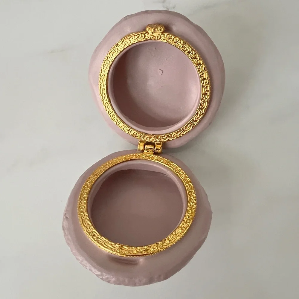Two's Company Macaron Trinket Boxes Limoges Style lilac 2.25 Inch Ceramic